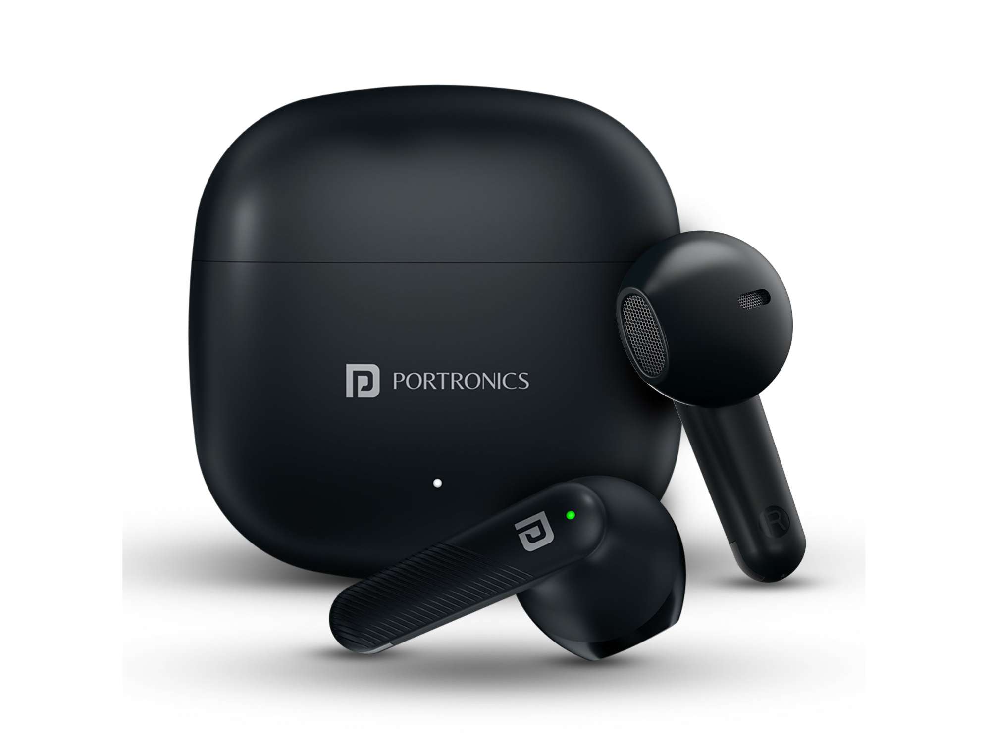 Portronics Harmonics Twins S18 Game, Music Mode, Crystal Clear Calls, Bluetooth 5.3V, Touch Control - Black