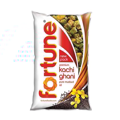 Fortune Premium Kachi Ghani Pure Mustard Oil, 1 L Pouch