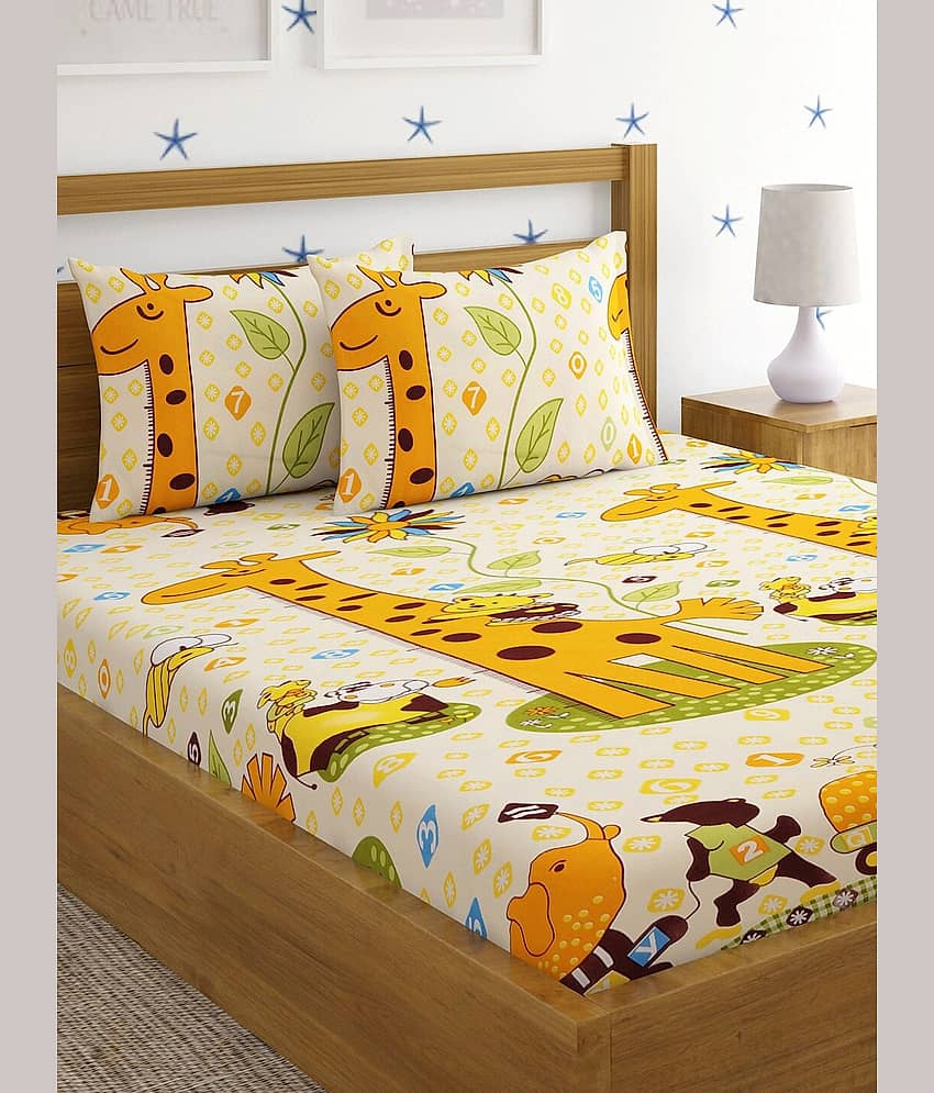 Home Sizzler Microfiber Double Bedsheet ( Yellow )