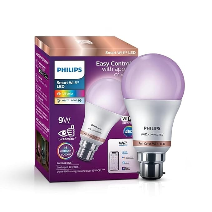 Philips Wi-Fi Enabled B22 9 Watts LED Smart Bulb