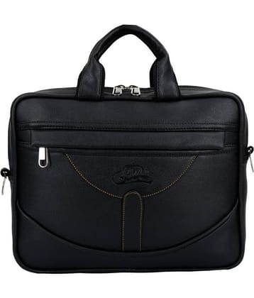 Leather World Black 16 Ltrs Office Laptop / Tablet Bag With String 12 Inch