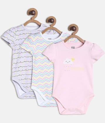 MINI KLUB Pack of 3 Baby Girls Cotton Bodysuit ( Multicolor )