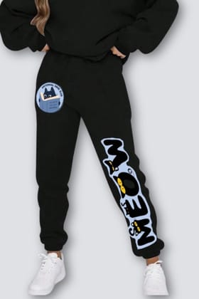 Meow Straight Fit Joggers - Black-S