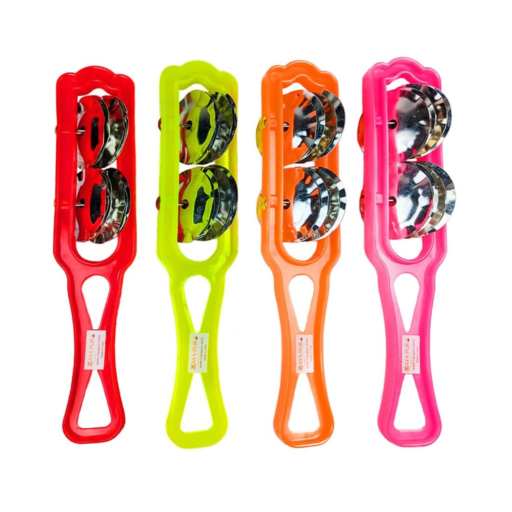 MAYAPURI Hand Cymbals Set | Khanjani Indian Musical Instrument, Multi-color Jhika (Pack of 4) - Pooja Needs | Buy online on ZillyBuy
