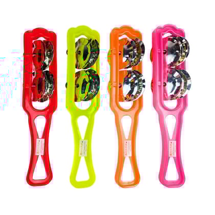 MAYAPURI Hand Cymbals Set | Khanjani Indian Musical Instrument, Multi-color Jhika (Pack of 4)