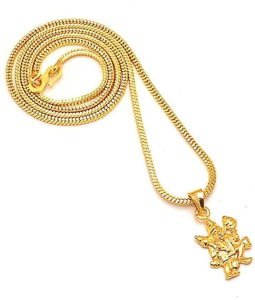 Jewar Mandi Neck Chain 24 Inch Gold Plated With Hanuman Ji Pendant Real Look Daily Use Gold Brass & Copper Jewelry for Women & Girls, Men & Boys 8237