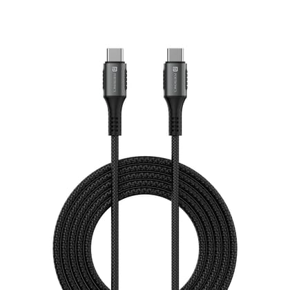 Portronics Konnect 240C 240W Futuristic Unbreakable Nylon Braided Type C Fast Charging Cable (Black)