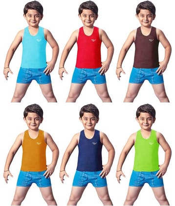 Dixcy Josh Fine Cotton Multicolor Sleeveless Vests for Kids/Boys - Pack of 6