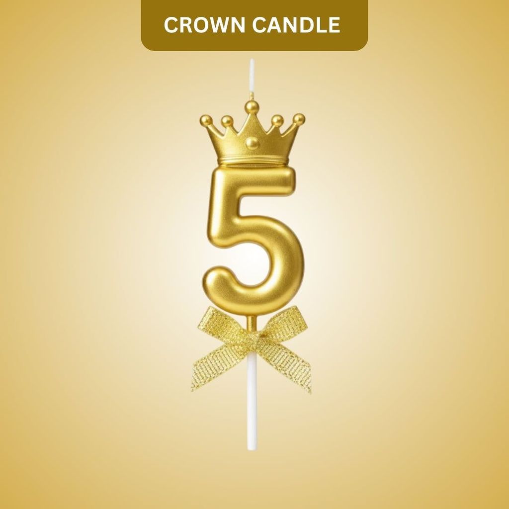 Golden Crown Numerical Candle No. 5 - Party and Festive Needs | Buy online on ZillyBuy