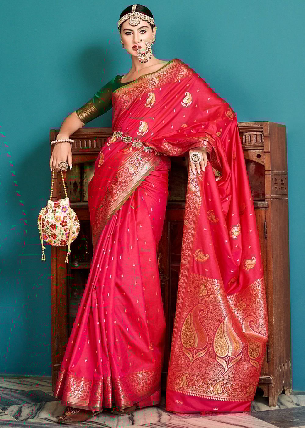 Paradise Pink Woven Banarasi Soft Silk Saree