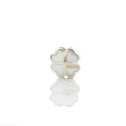 White 4 Hearts | 925 Silver charms for Bracelets / Chain-Free / Silver / Modern