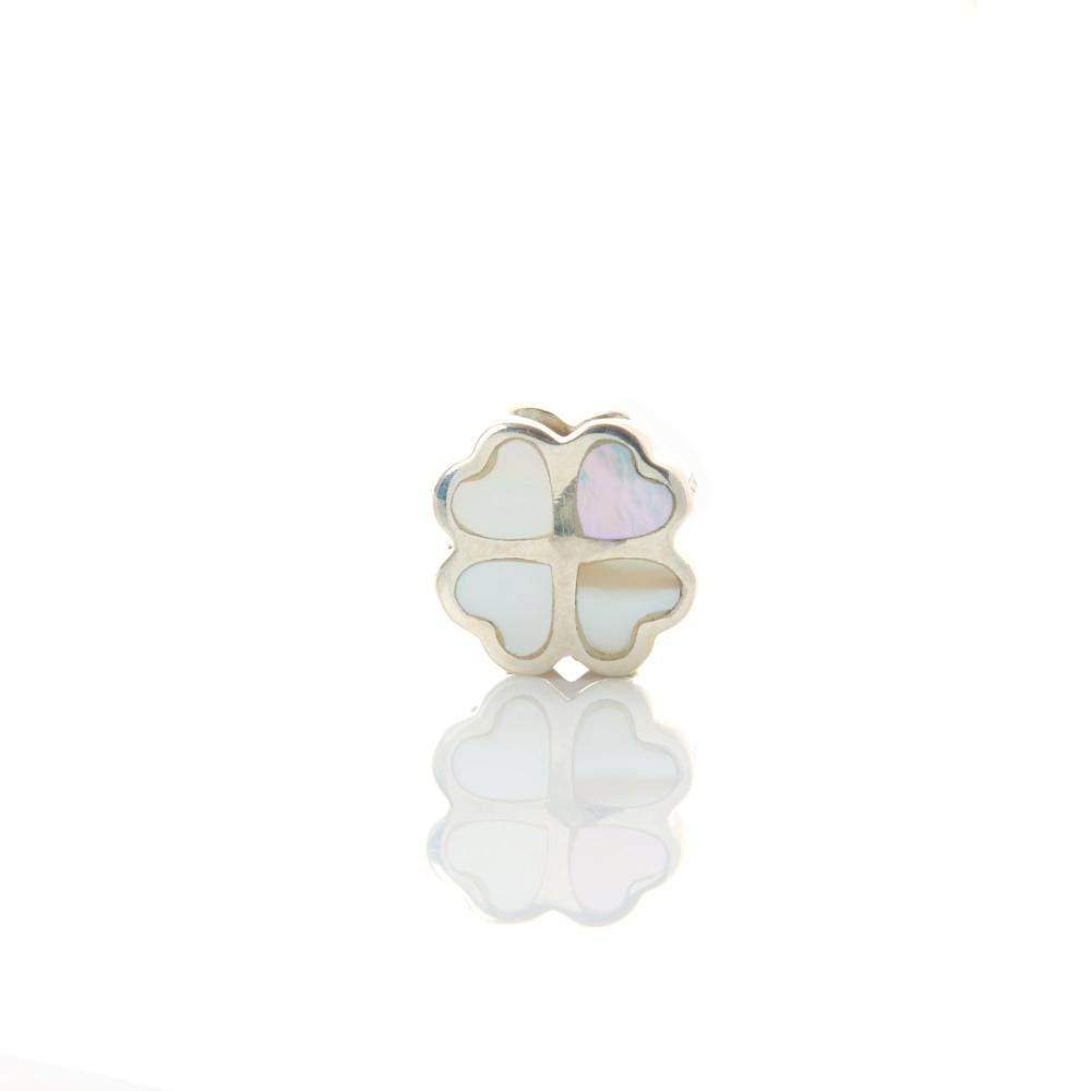 White 4 Hearts | 925 Silver charms for Bracelets / Chain-Free / Silver / Modern