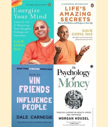 Combo of 4  (Energize your mind + Life's Amazing + Psychology of Money+ How to win friends) English, Paperback