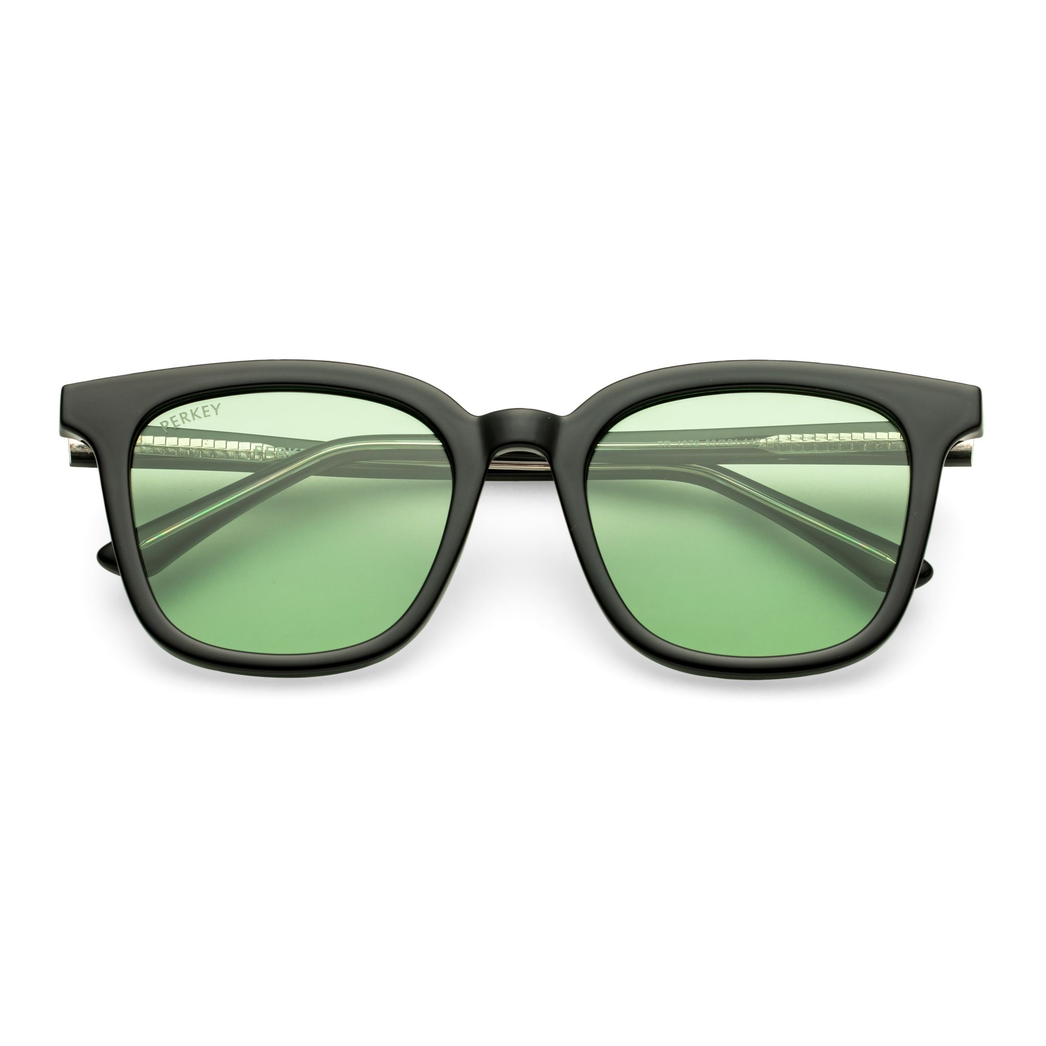 PERKEY Square Green UV Protected Polarized Chasma Shades Men Women - PRKY009-C2-Medium / Green / Black