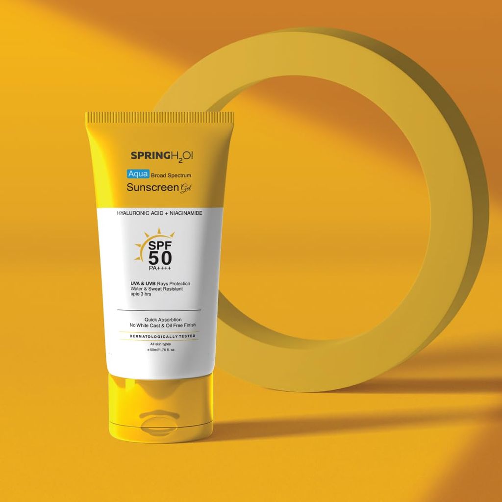 Spring H2O Aqua Sunscreen Gel, Spf 50 Pa+++,Hyaluronic Acid + Niacinamide, Uva & Uvb Protection, 50Ml