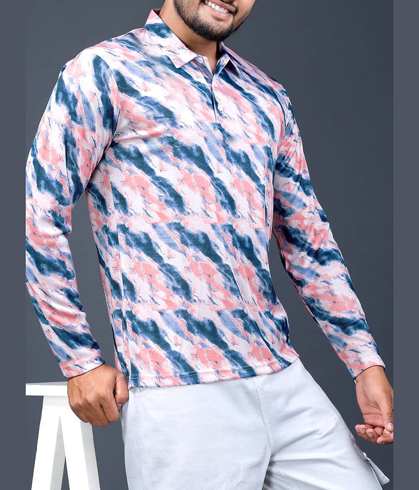 Eyebogler Pack of 1 Polyester Regular Fit Dyed Full Sleeves Men's Polo T Shirt ( Multicolor )