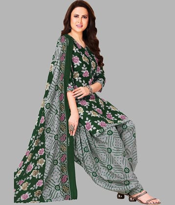 SIMMU Women Cotton Printed Straight Kurti With Patiala Salwar ( Green )