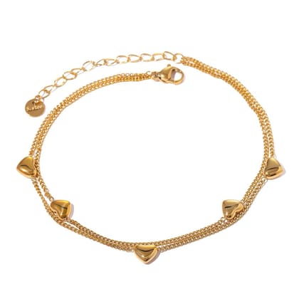 Layered Heart Stainless Steel Anklet