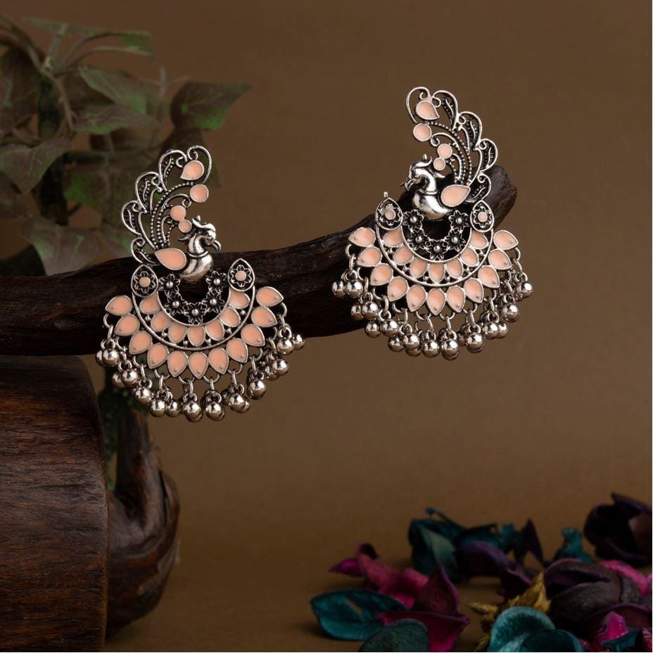 Silver Plated Peacock Designed Enamel Artwork With Beads Fas