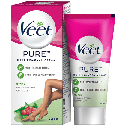 Veet Pure Hair Removal Cream - For Women, With No Ammonia Smell, Dry Skin, 30 G Veet Pure Hair Removal Cream - For Women, With No Ammonia Smell, Dry Skin, 30 G