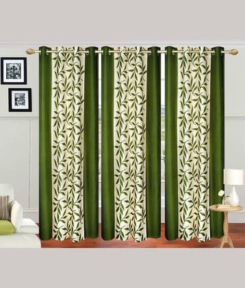 N2C Home Floral Semi-Transparent Eyelet Curtain 5 ft ( Pack of 3 ) - Green