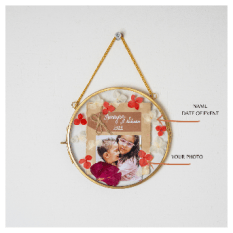 Mini Vintage Circle Hanging Frame  Custom Pressed Floral Keepsake with Photo