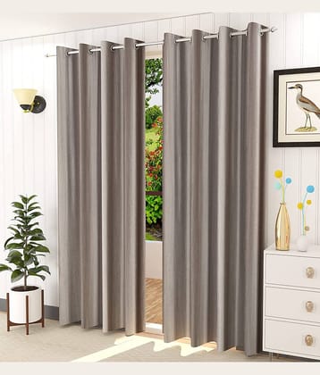 Kraftiq Homes Solid Semi-Transparent Eyelet Curtain 7 ft ( Pack of 2 ) - Light Grey