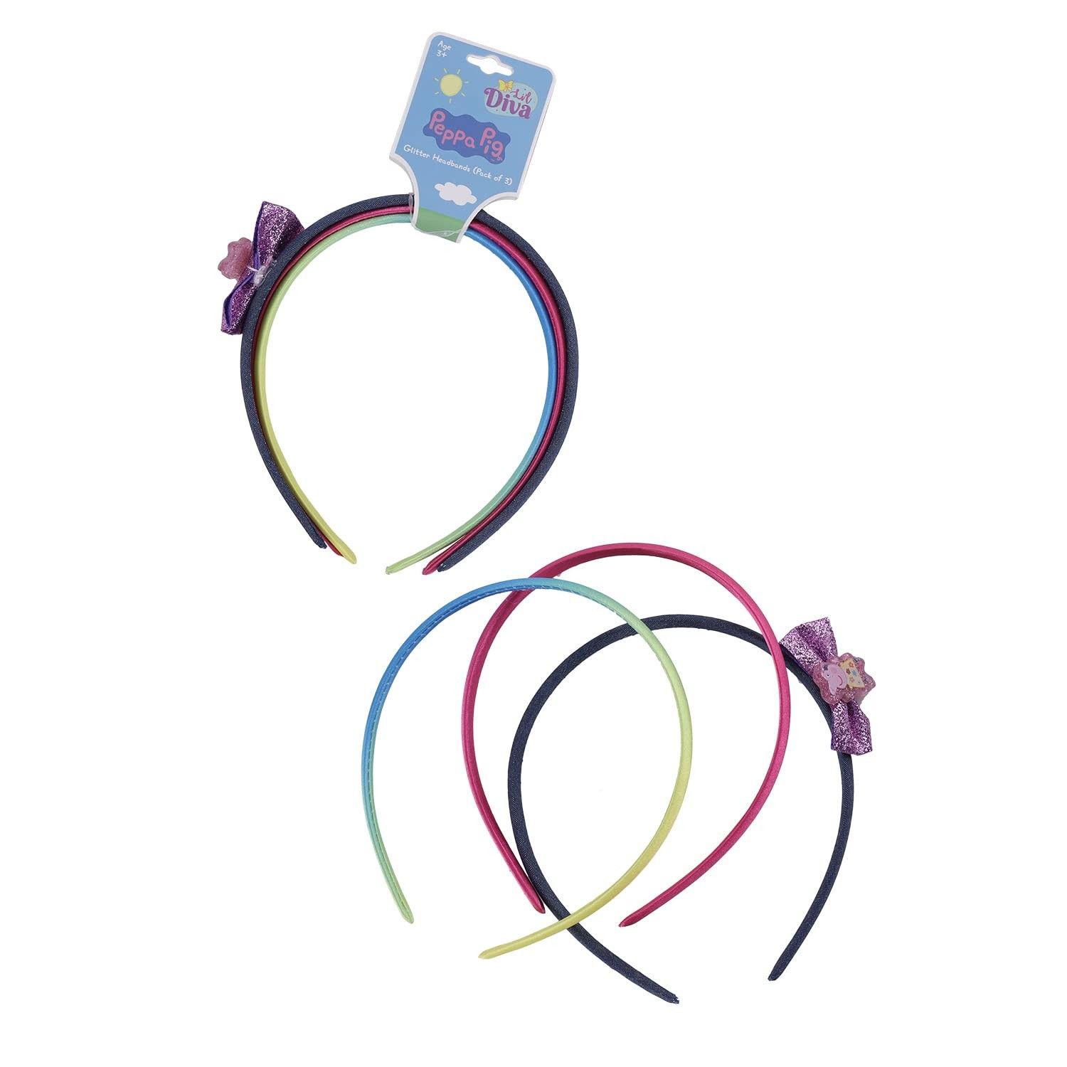 Li'l Diva Peppa Pig Pack of 3 Multicoloured Hair Bands For Girls 3 Years and Above
