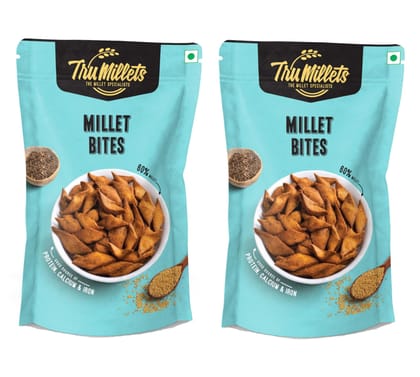 Trumillets Healthy Millet Snack for Kodo Millet Bites | Indian Masala Crispy Namkeen | Healthy and Hygienic Snacks | High Protein & Fiber Snack | No Preservative (Each 125 Gm Pack of 2)