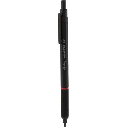 Rotring Rapid Pro Black 0.7mm Mechanical Pencil HB Lead,Metal Body,Inbuilt Eraser,Push-Button Cap,Non-Slip Metal Knurled Grip.
