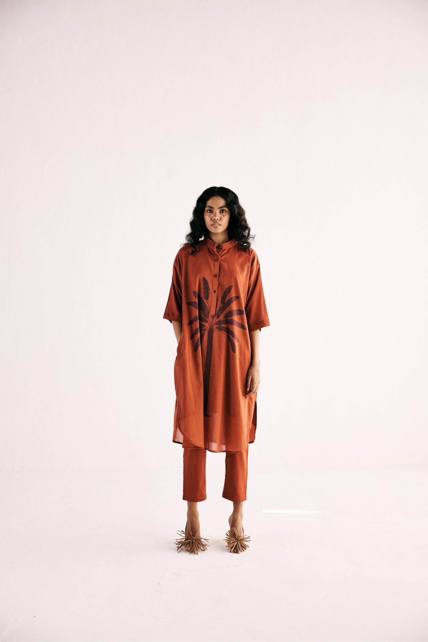 Rustic Palm Kurta Set-XS