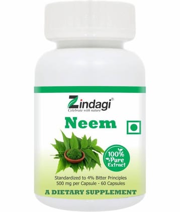 Zindagi Neem Extract Capsules - Anti Viral And Health Supplement 60 gm Natural Multivitamins Capsule