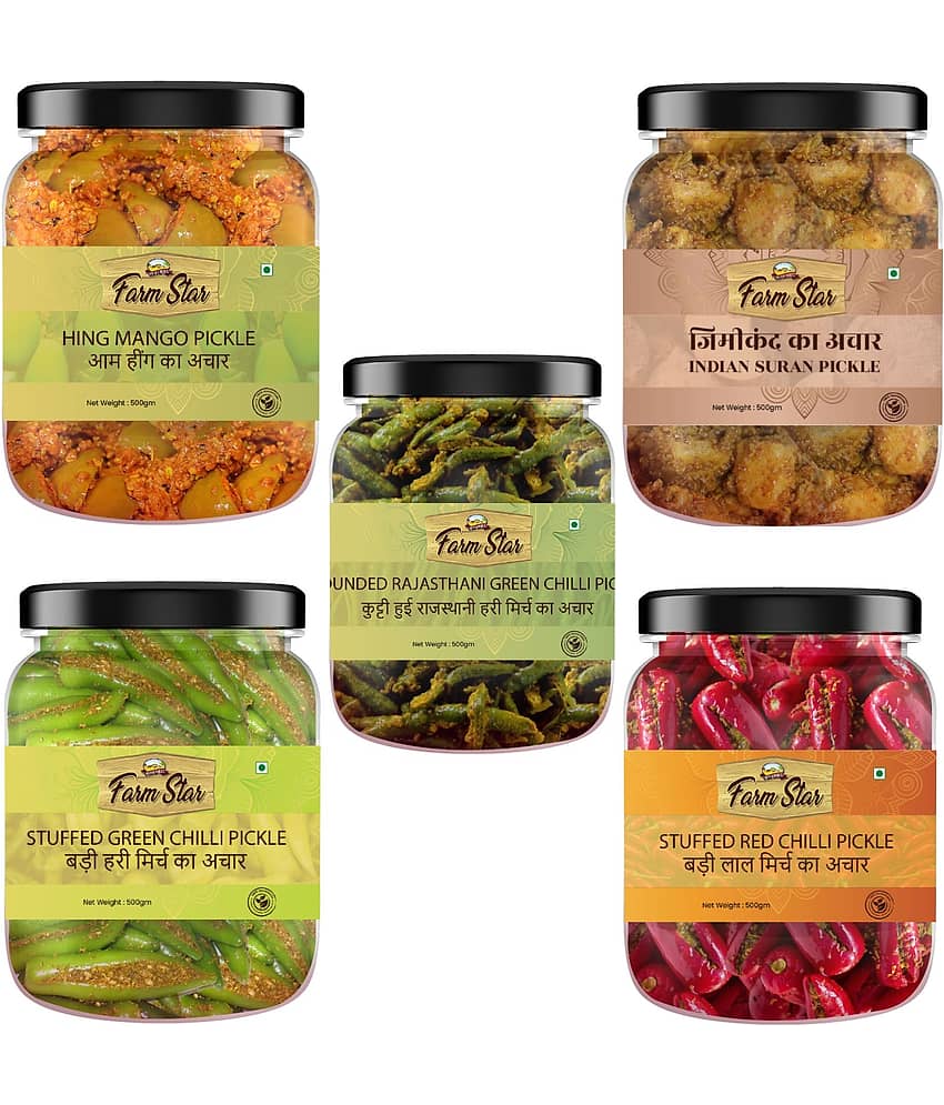Farm Star -Tasty & Spicy Fruit & Vegetable Pickle 2.5 kg Pack of 5