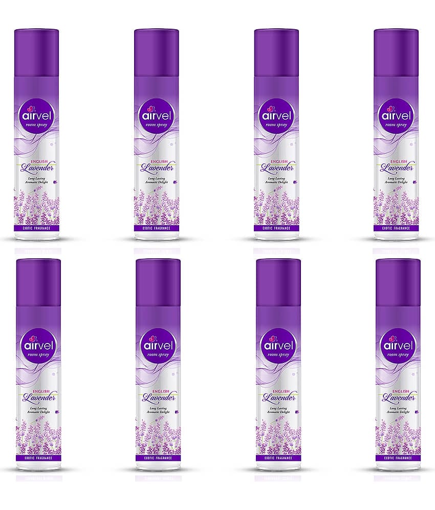 Airvel Lavender Fragrance Room Spray Air Freshener for Home, Bathroom and Car 217ml ( Pack of 8 )