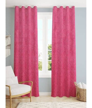 Homefab India SelfDesign Blackout Eyelet Door Curtain 7ft (Pack of 2) - Pink