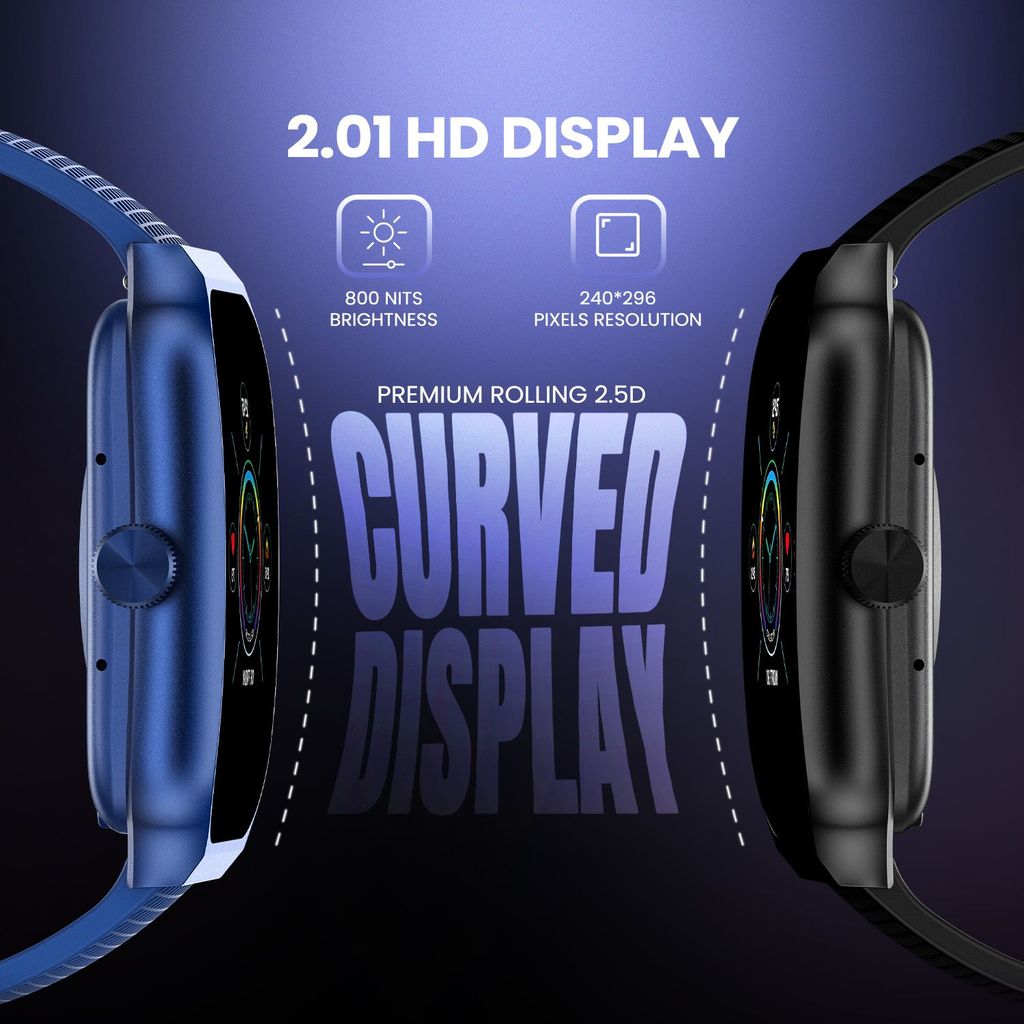 CELLECOR E3 Rise 2.01" HD Curved Display Smart Watch, Bluetooth Calling, 100+ Watch Faces, 100+ Sports Modes, Health Suite, Voice Assistance (Black)