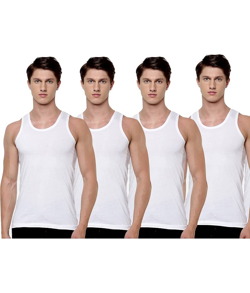 Drako Pack of 4 Cotton Basic Vest For Men ( White )