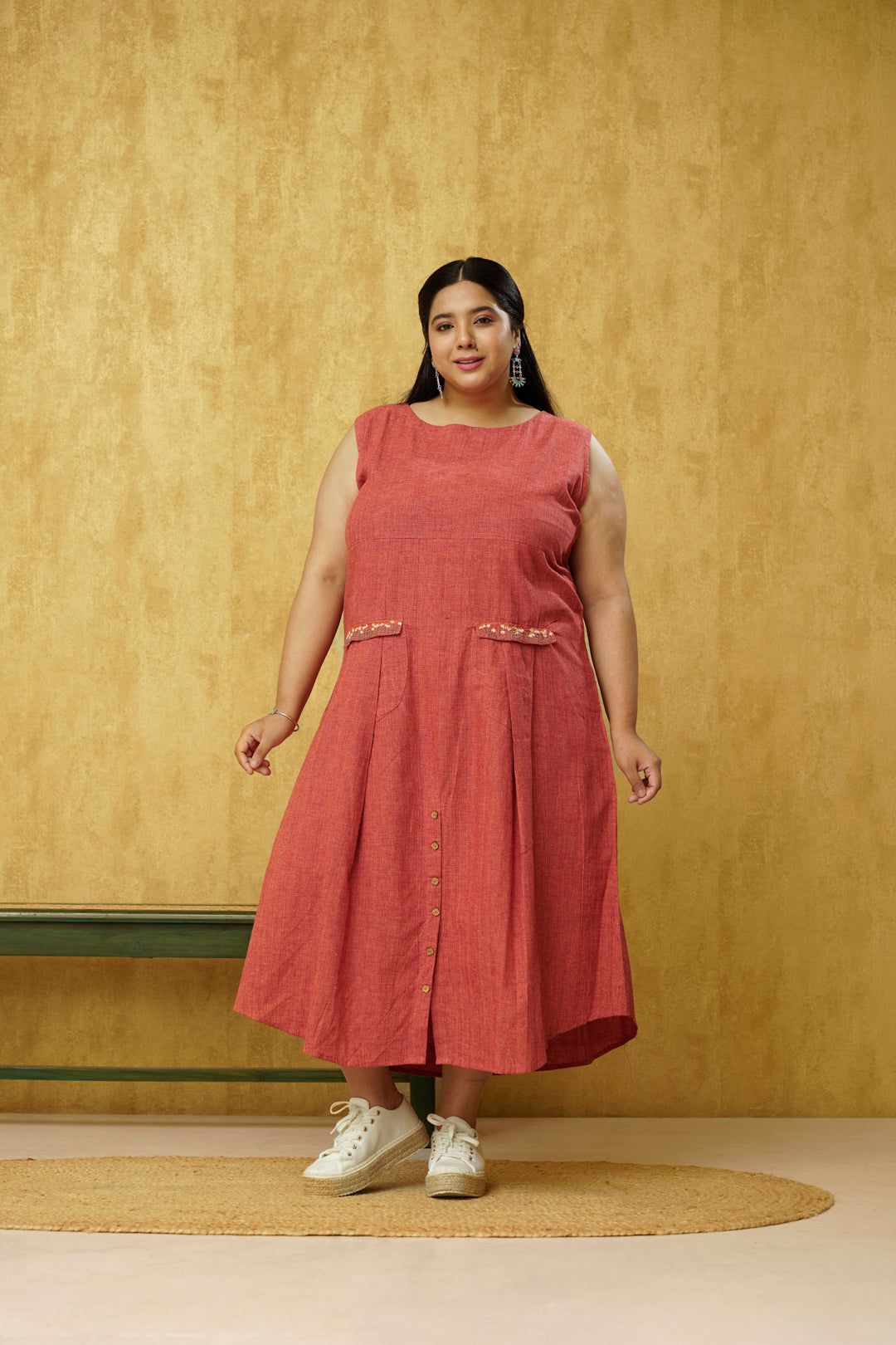 Traditional Rust colored Dress in Cotton