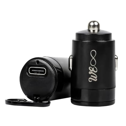 Walta Elite Panache 5 Car Charger with 30W Fast Charging, Single Type-C and USB Output, Cable not Included (Black) 