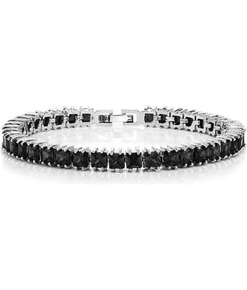 ZIVOM® Classic Dainty Princess Cut Square Cubic Zirconia Black Spinel Simulant Tennis Bracelet For Women Girls