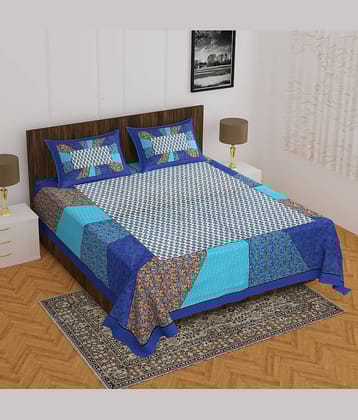 Cosito Cotton 1 Double Bedsheet with 2 Pillow Covers ( Multicolor )