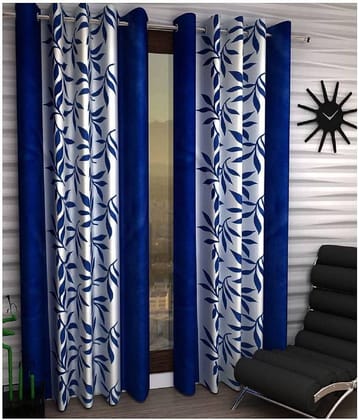 Phyto Home Floral Semi-Transparent Eyelet Window Curtain 5 ft Pack of 4 -Multi Color