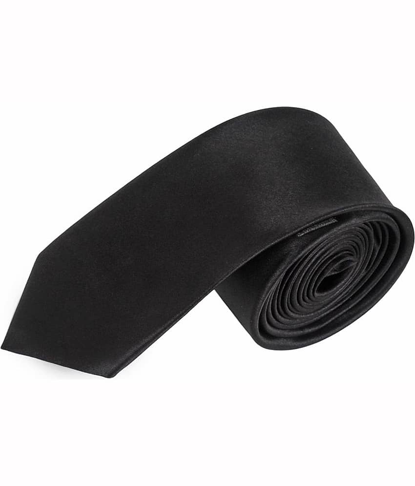 Greyon Black Polyester Formal Thin Tie