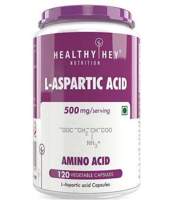 HEALTHYHEY NUTRITION L-Aspartic Acid Capsules, 120 veg.caps, 500mg Capsule 500 mg