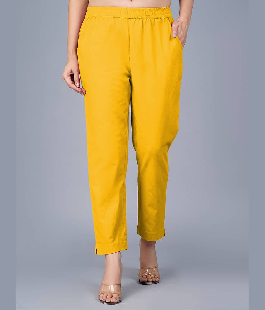 QuaClo - Mustard Cotton Regular Women's Casual Pants ( Pack of 1 )