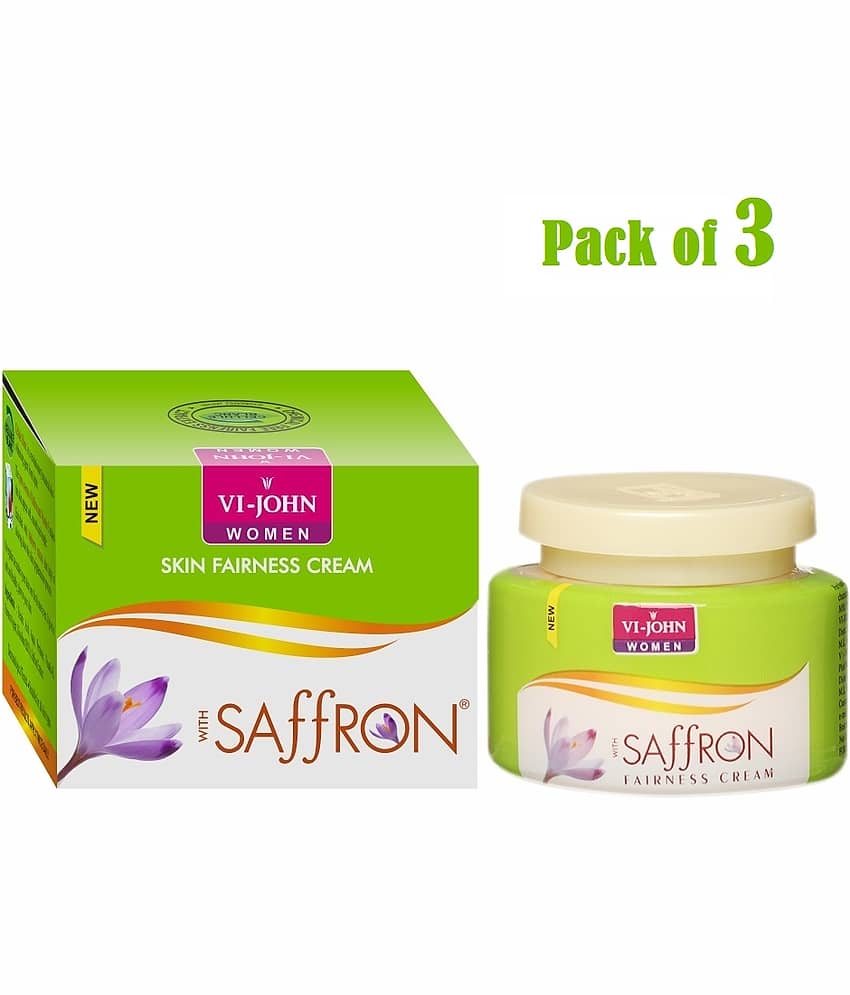 VI-JOHN Saffron Classic Skin Fairness & Brightening Cream Enriched With Vitamin E 50g - Pack of 3