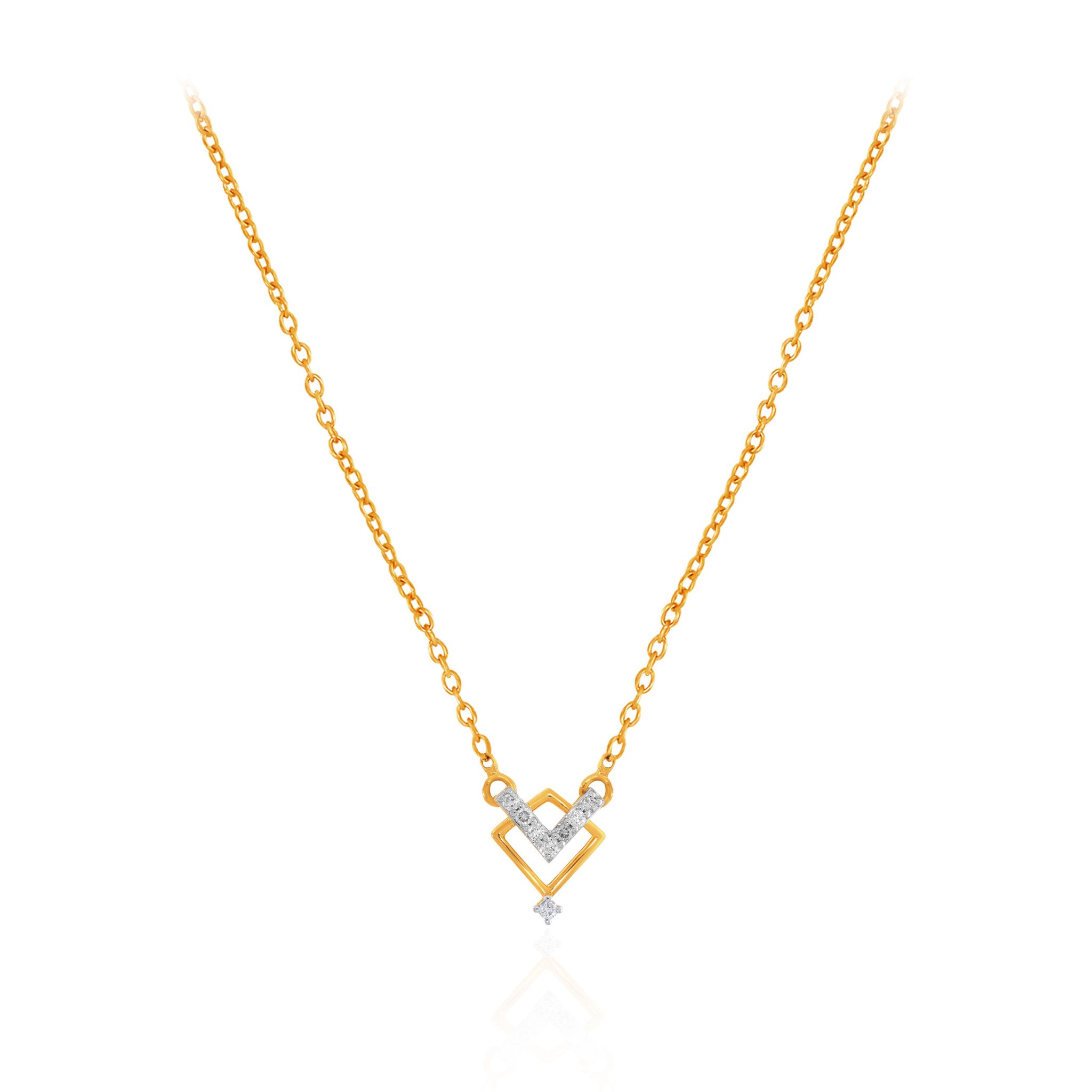 Senco Gold Gleaming Grace Diamond Chain Pendant (3.8 gram / 0.1 Ct / GH-VS-SI / 18K Yellow Gold)