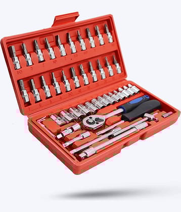 Aldeco 46 in 1 Pcs Tool Kit and Socket Set Multi Purpose Combination Tool Case Precision Socket Set.