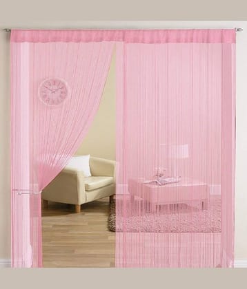 YUTIRITI - Pink Polyester Striped Door Curtain ( Pack of 1 )
