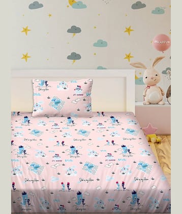 Bella Casa Cotton Single Bedsheet ( Pink )